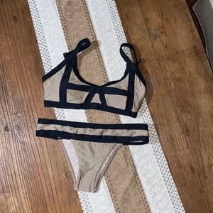 Pilyq Black and Tan Bikini Set